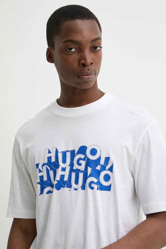 HUGO Blue t-shirt bawełniany biały 50533528