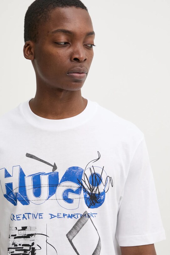 HUGO Blue t-shirt bawełniany biały 50533529