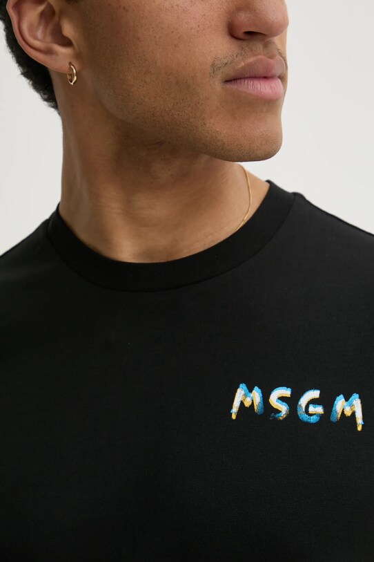 Бавовняна футболка MSGM 3840MM101.257097 чорний