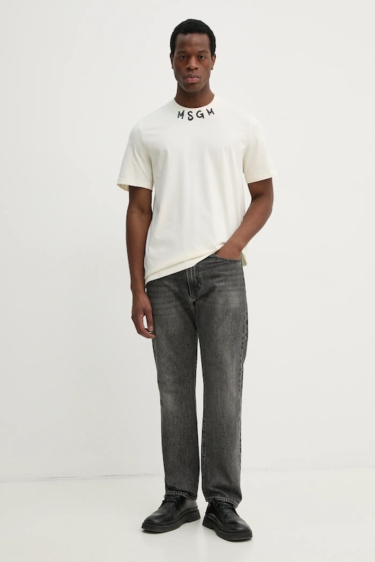 Хлопковая футболка MSGM 3840MM102.257002 бежевый SS25