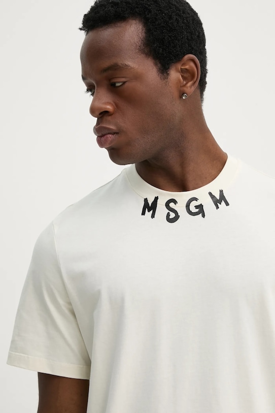 Хлопковая футболка MSGM бежевый 3840MM102.257002