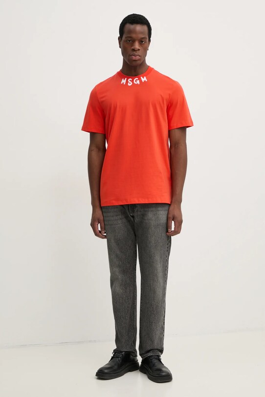 Хлопковая футболка MSGM 3840MM102.257002 оранжевый SS25