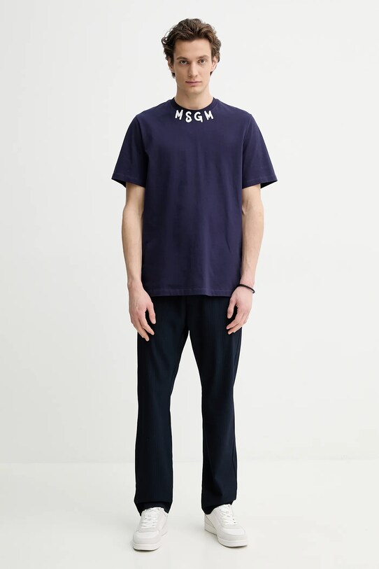 Хлопковая футболка MSGM 3840MM102.257002 фиолетовой SS25