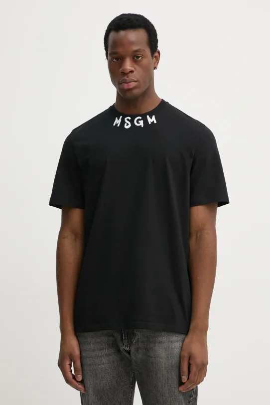 MSGM t-shirt bawełniany nadruk czarny 3840MM102.257002