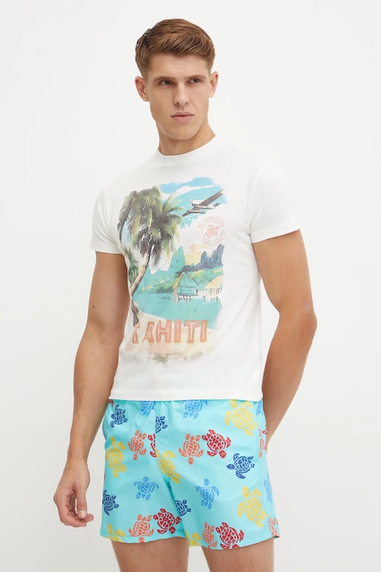 Vilebrequin tricou din bumbac PORTISOL PTSB9V90 alb SS25