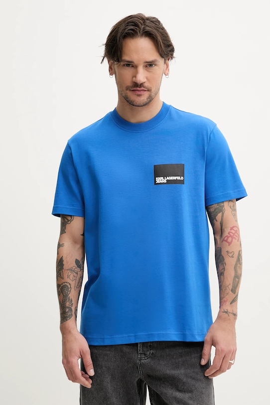 Bavlnené tričko Karl Lagerfeld Jeans relaxed modrá A1M17001