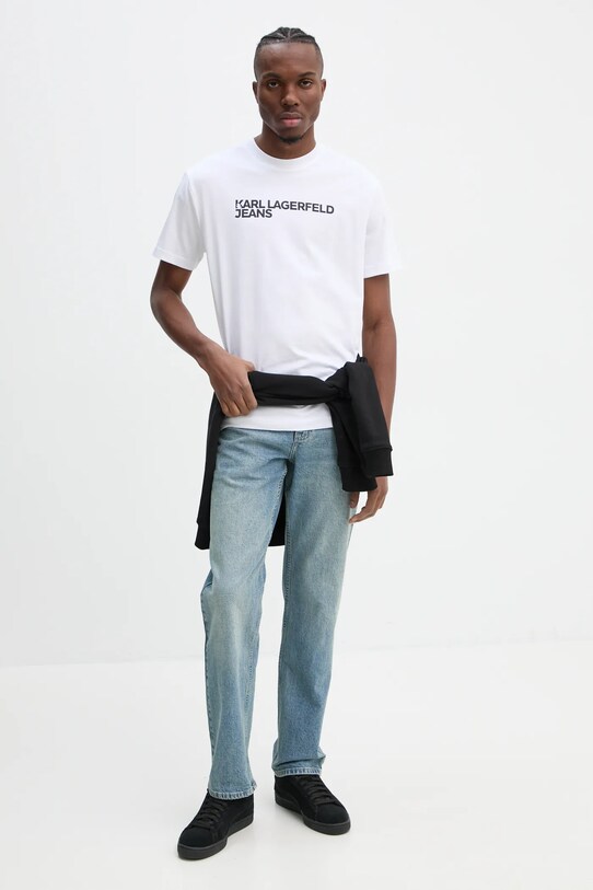 Karl Lagerfeld Jeans tricou din bumbac A1M17002 alb SS25