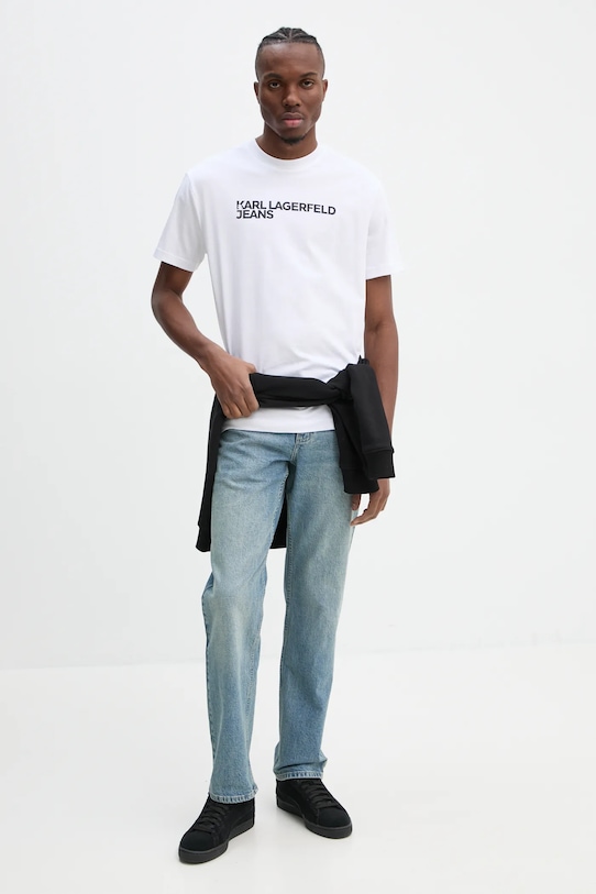 Бавовняна футболка Karl Lagerfeld Jeans A1M17002 білий SS25