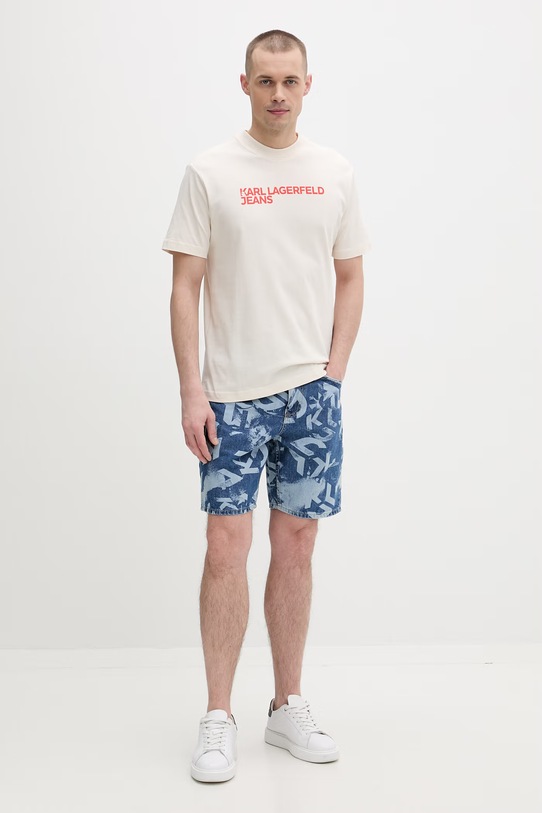 Karl Lagerfeld Jeans T-shirt męski bawełniany A1M17002 beżowy AA00