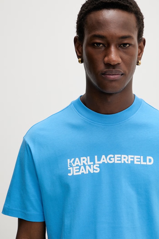 Karl Lagerfeld Jeans t-shirt męski bawełniany niebieski A1M17002