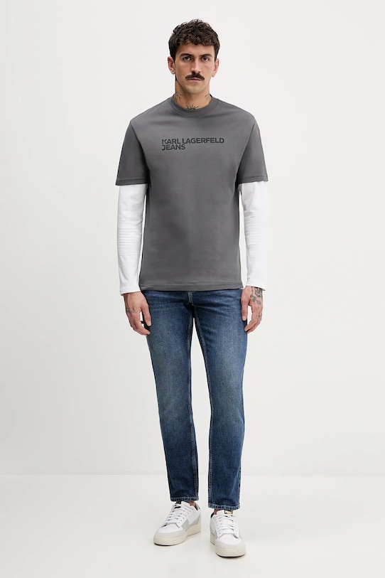 Bavlněné tričko Karl Lagerfeld Jeans A1M17002 šedá AW25