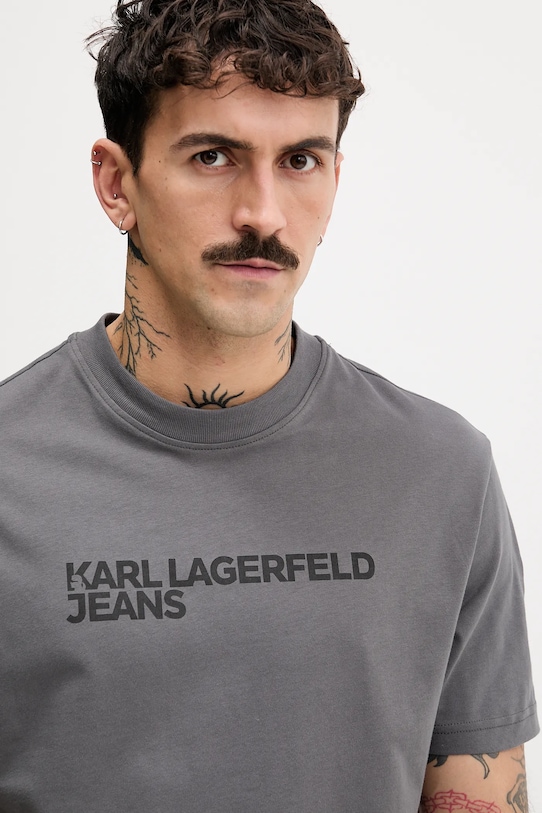 Bavlněné tričko Karl Lagerfeld Jeans šedá A1M17002