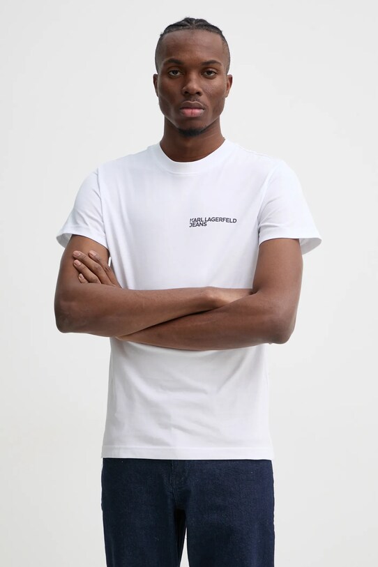 Karl Lagerfeld Jeans t-shirt bawełniany nadruk biały A1M17003