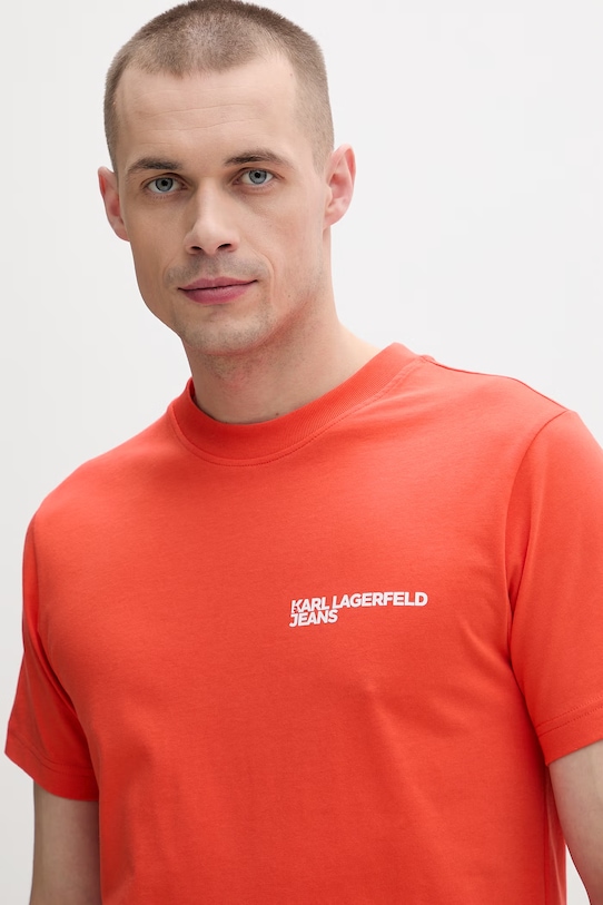 Karl Lagerfeld Jeans t-shirt męski bawełniany pomarańczowy A1M17003