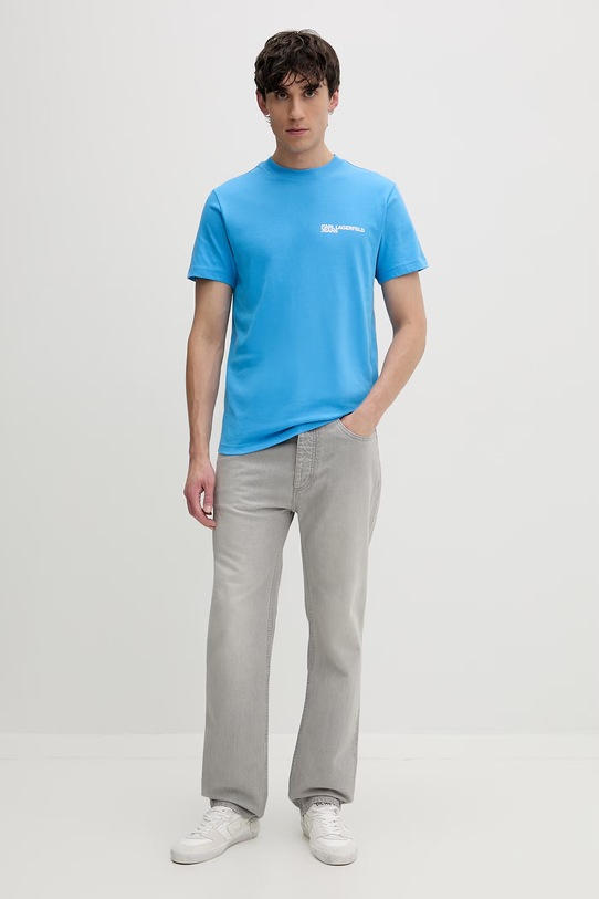 Karl Lagerfeld Jeans t-shirt męski bawełniany A1M17003 niebieski AA00