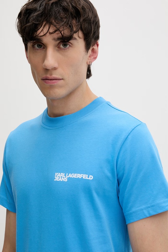 Karl Lagerfeld Jeans t-shirt męski bawełniany niebieski A1M17003