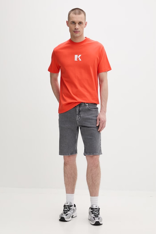 Karl Lagerfeld Jeans tričko pánske bavlnené A1M17044 oranžová SS26