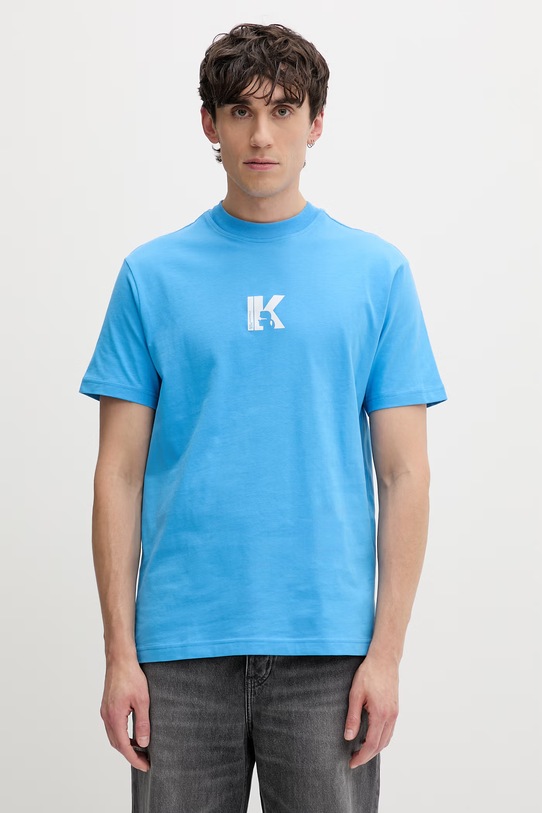 Karl Lagerfeld Jeans t-shirt męski bawełniany niebieski A1M17044