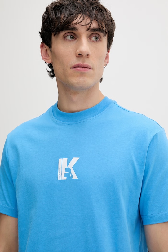 Karl Lagerfeld Jeans t-shirt męski bawełniany niebieski A1M17044