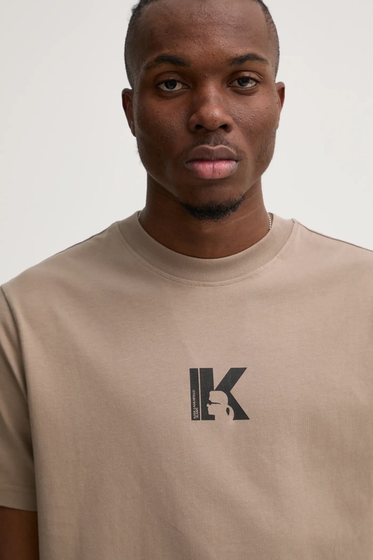 Pamučna majica Karl Lagerfeld Jeans bež A1M17044