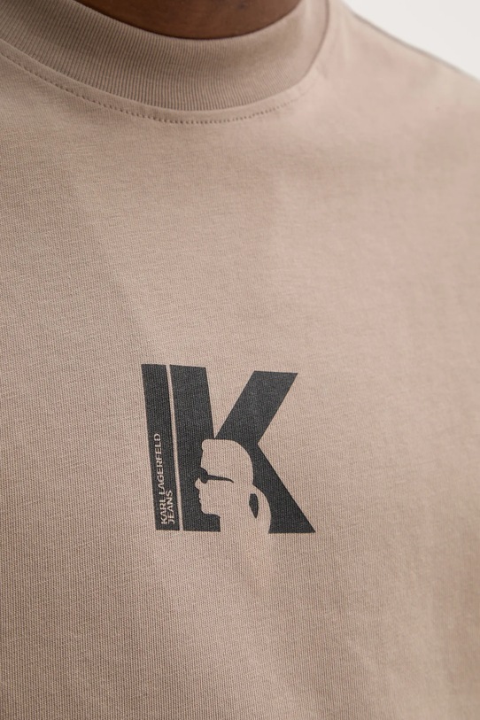 Βαμβακερό μπλουζάκι Karl Lagerfeld Jeans A1M17044 μπεζ