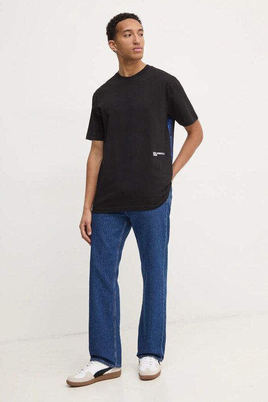 Бавовняна футболка Karl Lagerfeld Jeans A1M17113 чорний SS25