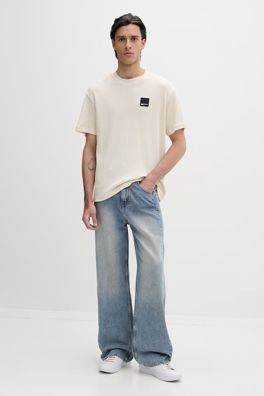 Bavlnené tričko Karl Lagerfeld Jeans A1M17049 béžová SS26