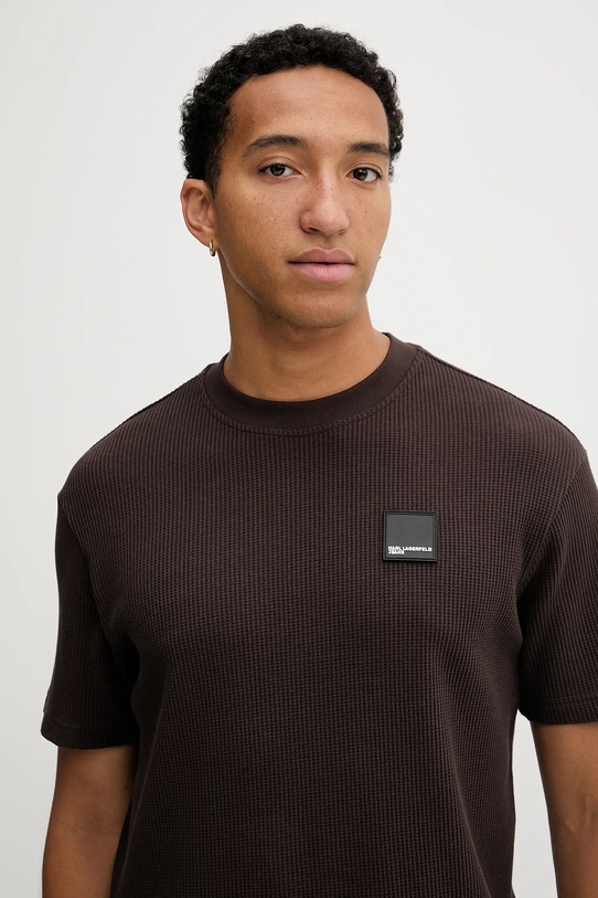 Karl Lagerfeld Jeans tricou din bumbac maro A1M17049