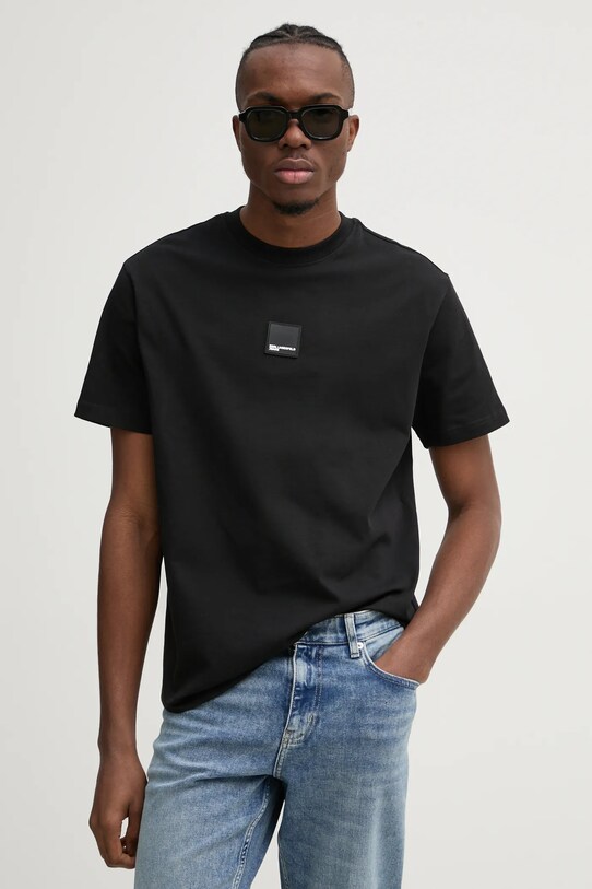Karl Lagerfeld Jeans tricou din bumbac imprimeu negru A1M17011