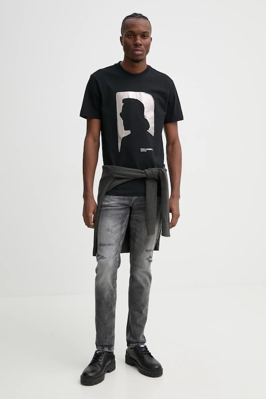 Bavlnené tričko Karl Lagerfeld Jeans A1M17052 čierna SS25
