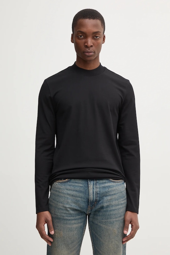 HUGO longsleeve z elastanem czarny 50530186