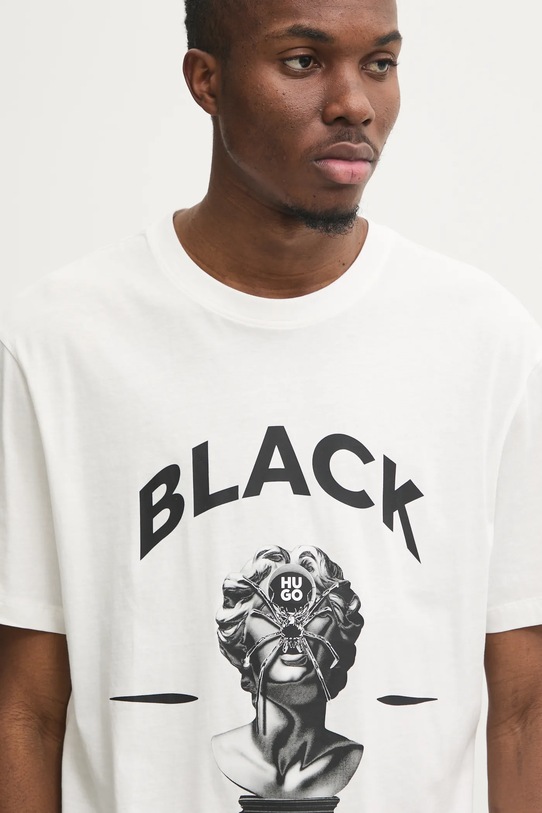 Хлопковая футболка HUGO бежевый 50530684