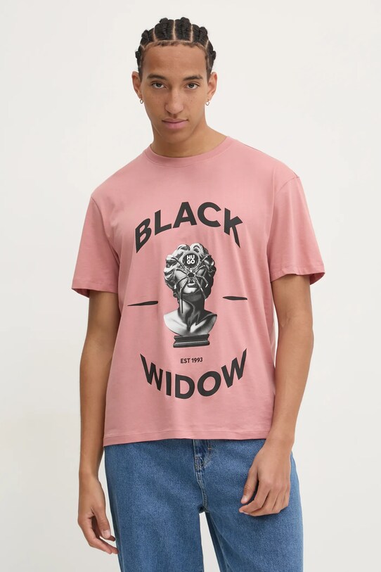 HUGO t-shirt bawełniany różowy 50530684
