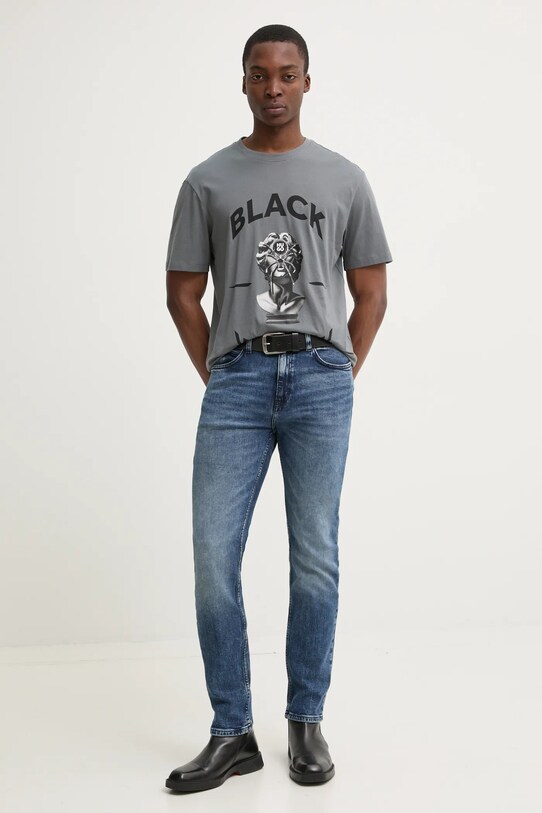 HUGO t-shirt bawełniany 50530684 szary SS25