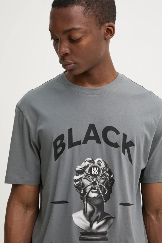 HUGO t-shirt bawełniany szary 50530684