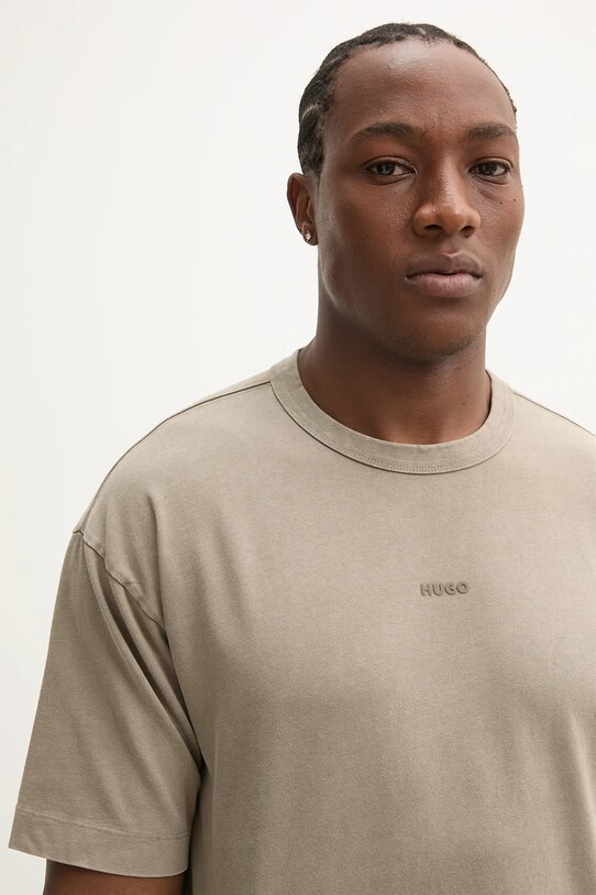 HUGO t-shirt bawełniany 50531739 beżowy SS25
