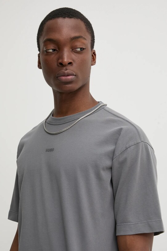 Bavlněné tričko HUGO šedá 50531739