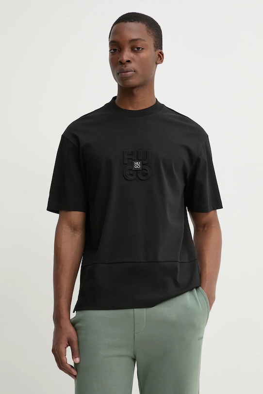 HUGO t-shirt bawełniany regular czarny 50535499