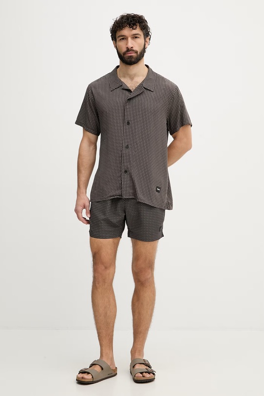 BOSS plážová košeľa pánska Beach Shirt 50535793 čierna SS26