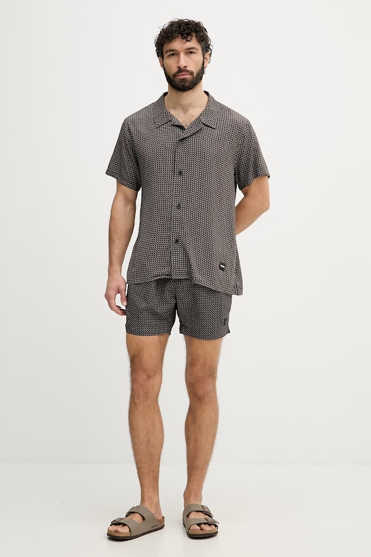BOSS plážová košeľa pánska Beach Shirt 50535793 čierna SS26