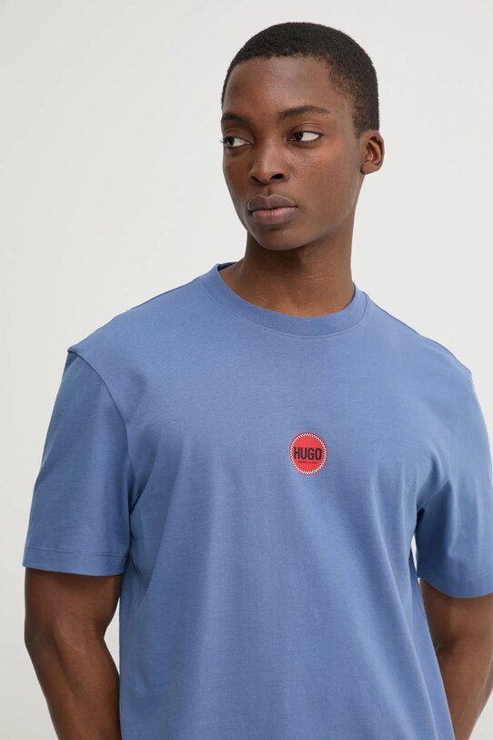 HUGO t-shirt bawełniany niebieski 50530647