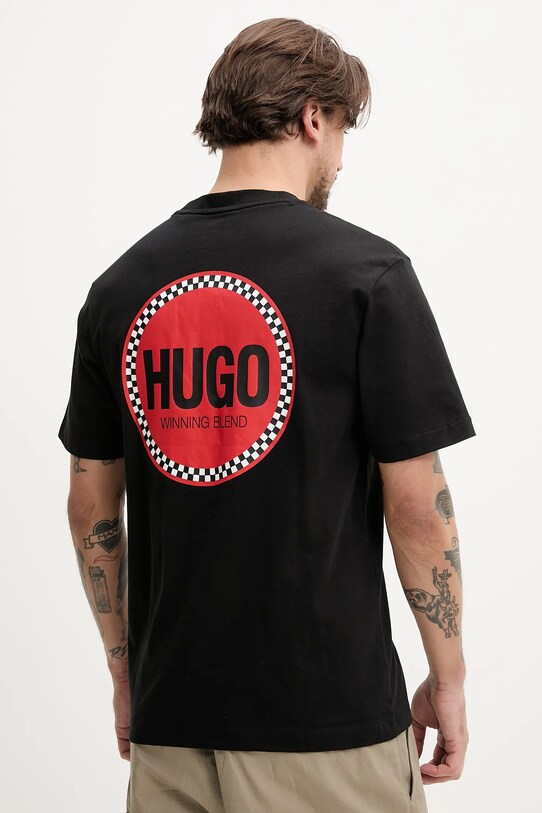 Одежда Хлопковая футболка HUGO 50530647 чёрный
