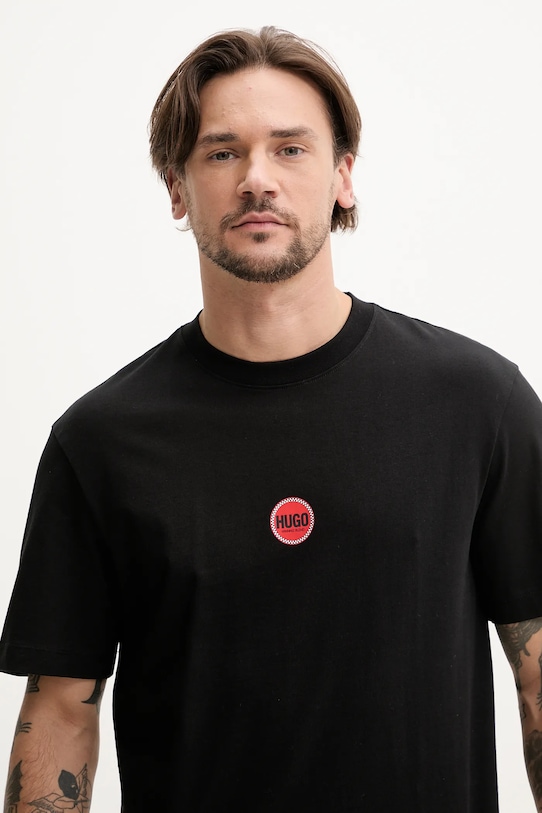 HUGO t-shirt bawełniany czarny 50530647