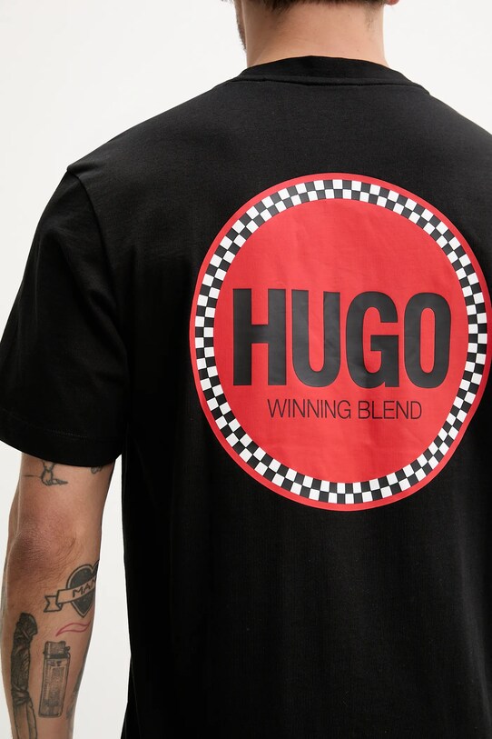 Хлопковая футболка HUGO 50530647 чёрный