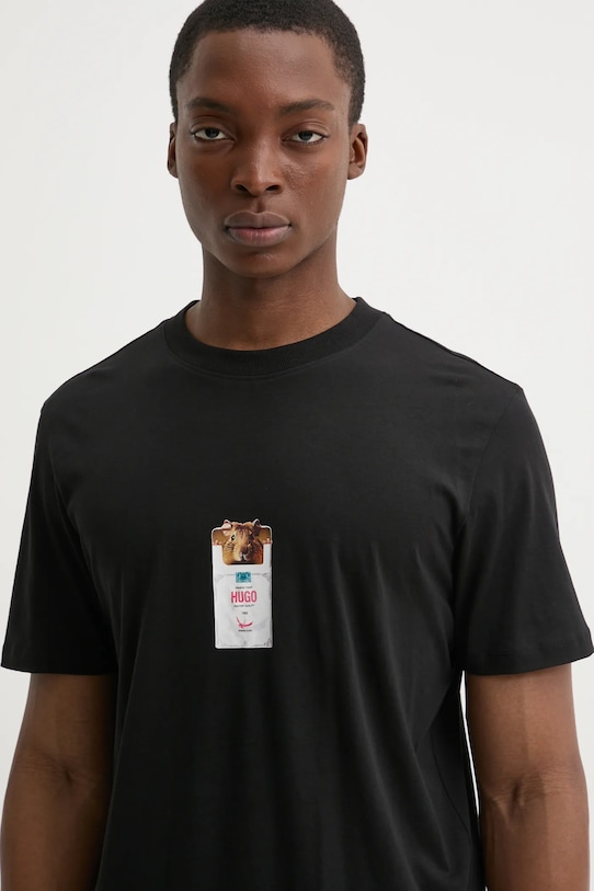 Bavlněné tričko HUGO černá 50530683