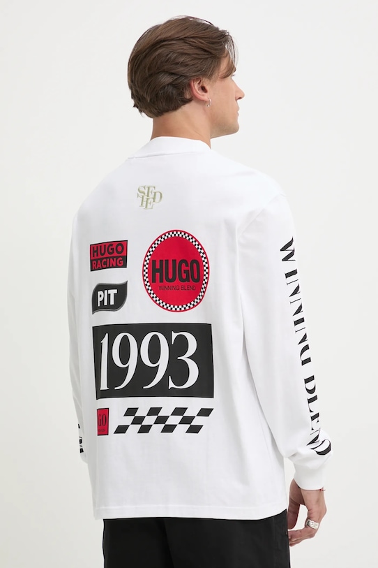 Oblečenie Tričko s dlhým rukávom HUGO 50531250 biela