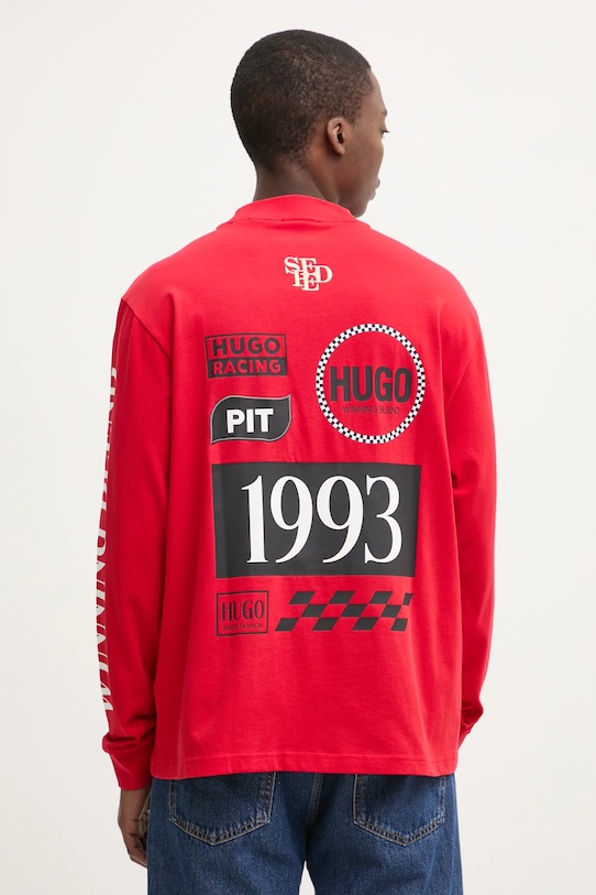 HUGO longsleeve nadruk czerwony 50531250
