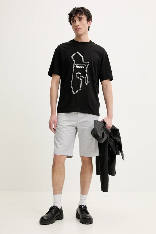 Bavlnené tričko HUGO 50531757 čierna SS25