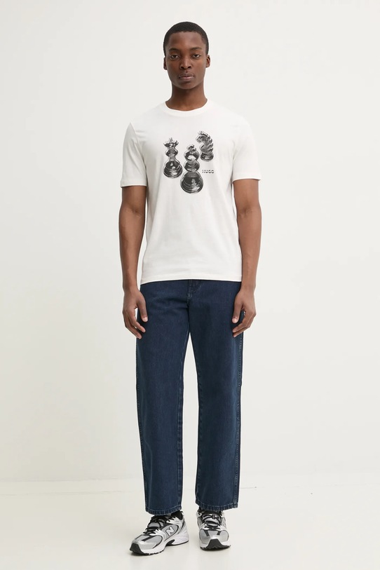 Бавовняна футболка HUGO 50532918 бежевий SS25