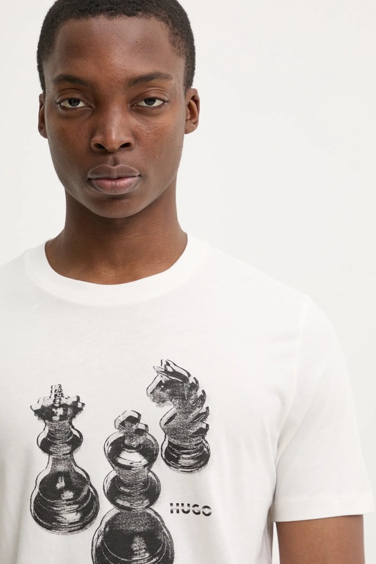 Бавовняна футболка HUGO бежевий 50532918